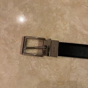 Chaps Black Leather Belt with Silver Buckle
